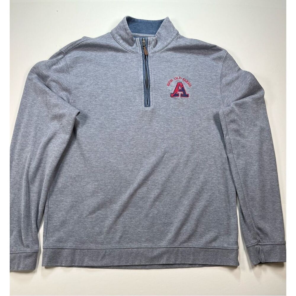 Johnnie-O Casual 1/4 Zip Avon Old Farm Embroidered Logo Meteor Blue Size Medium
